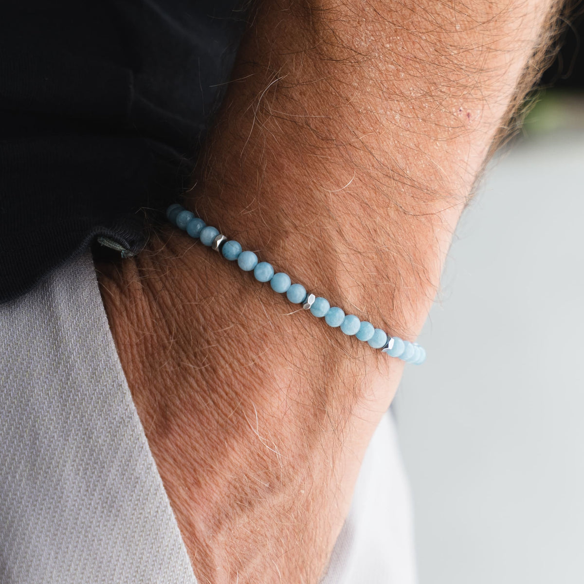 Bracciale Angelo in Angelite azzurra  | 4mm