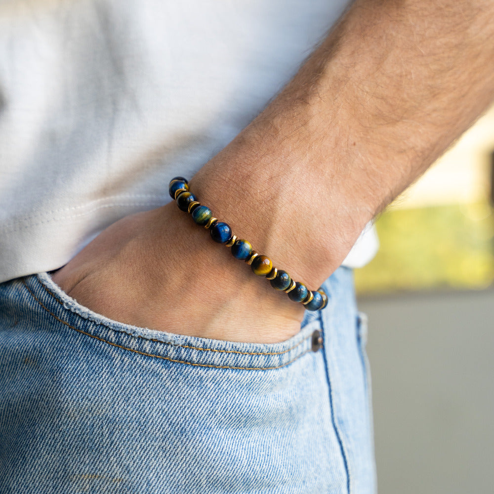 Bracciale Adriatico in occhio di tigre ed ematite | 8mm