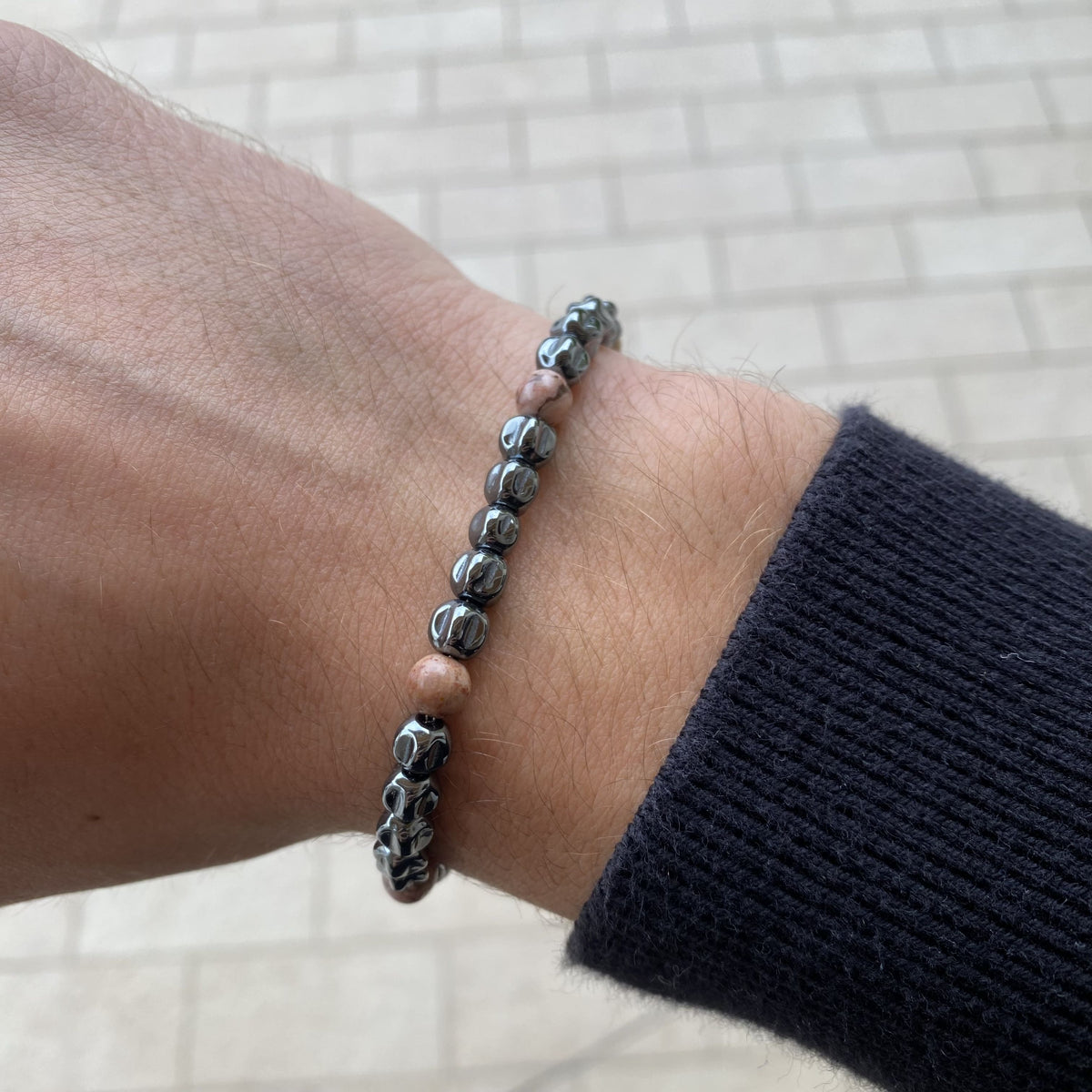 Bracciale Cratere in ematite e diaspro