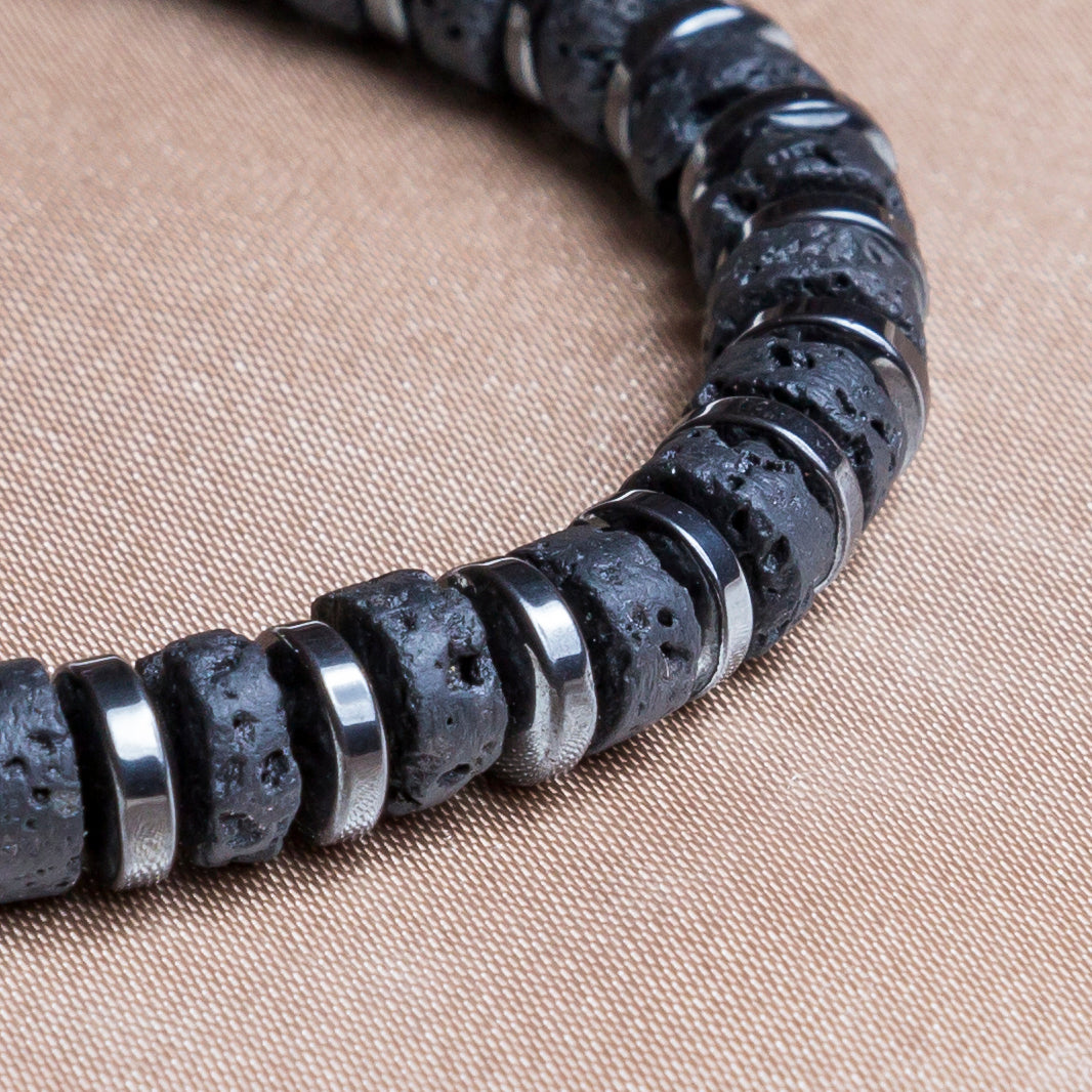 Magma Armband | 925er Silber & Lavastein & Hämatit
