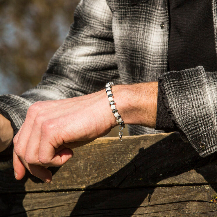Bracciale Carrara in aulite ed ematite | 7mm
