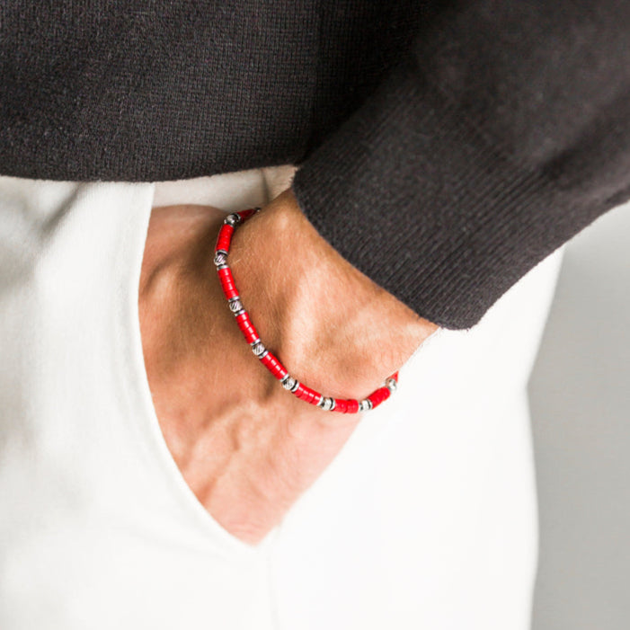Bracciale Aria in agata rossa | 4mm