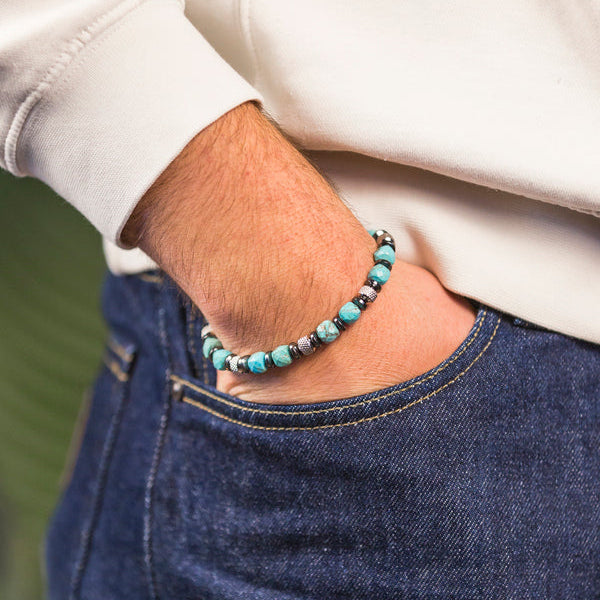 Bracciale Horus in Howlite verde acqua | 6mm