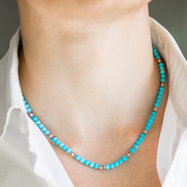 Collana Eterna in Howlite turchese | 4mm
