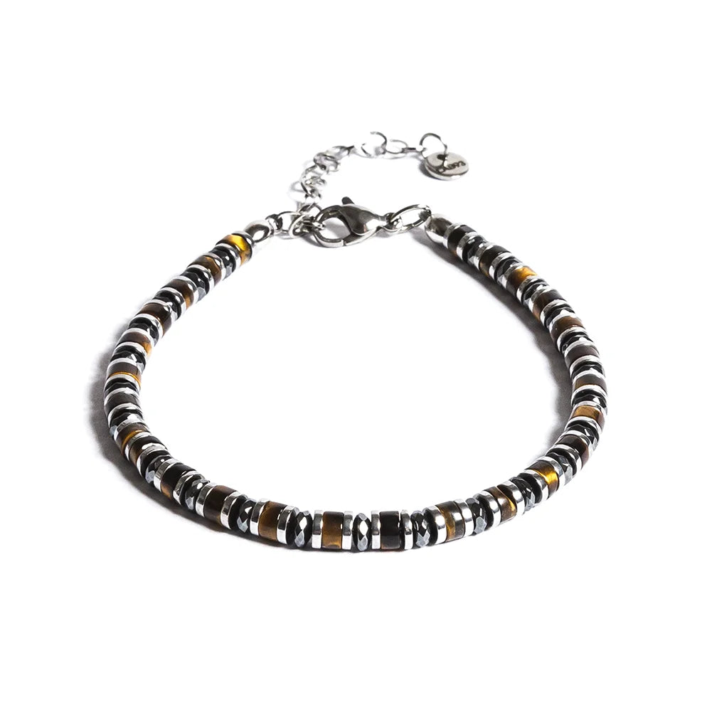 Bracciale Levante in Ematite e Occhio di Tigre  | 4mm