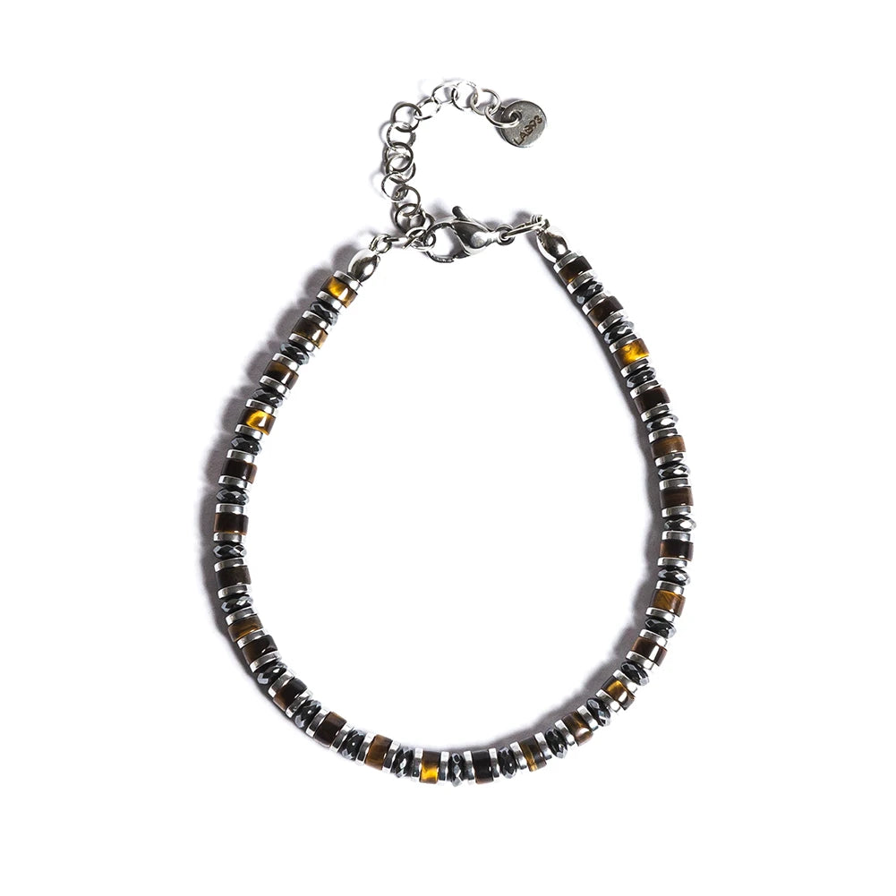 Bracciale Levante in Ematite e Occhio di Tigre  | 4mm