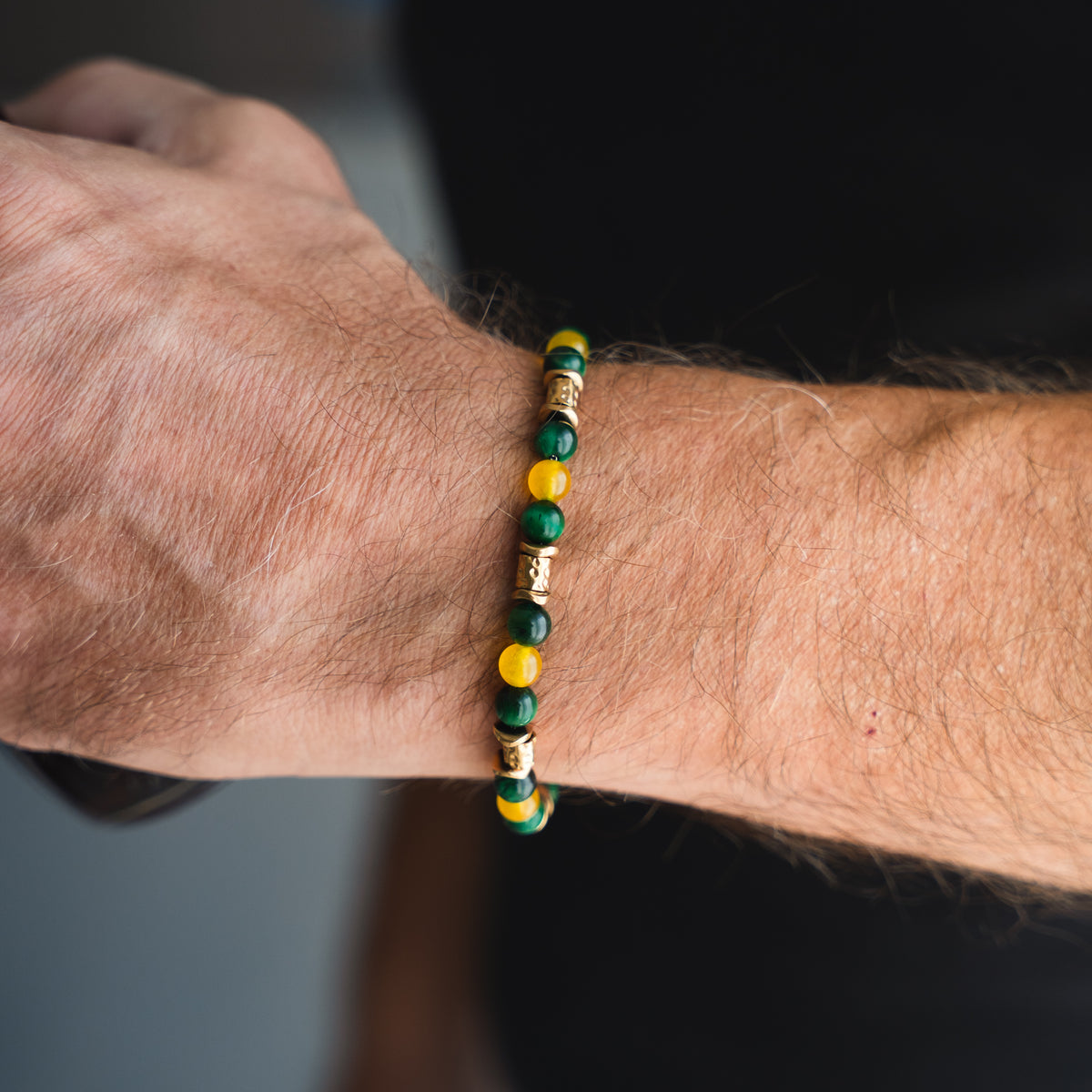 Bracciale Mojito in occhio di tigre verde e giada gialla | 6mm