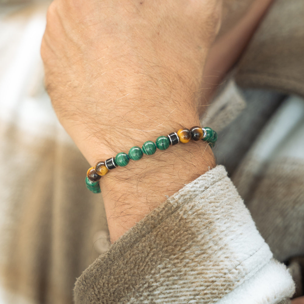 Armband Forest aus Malachit und Tigerauge | 8mm