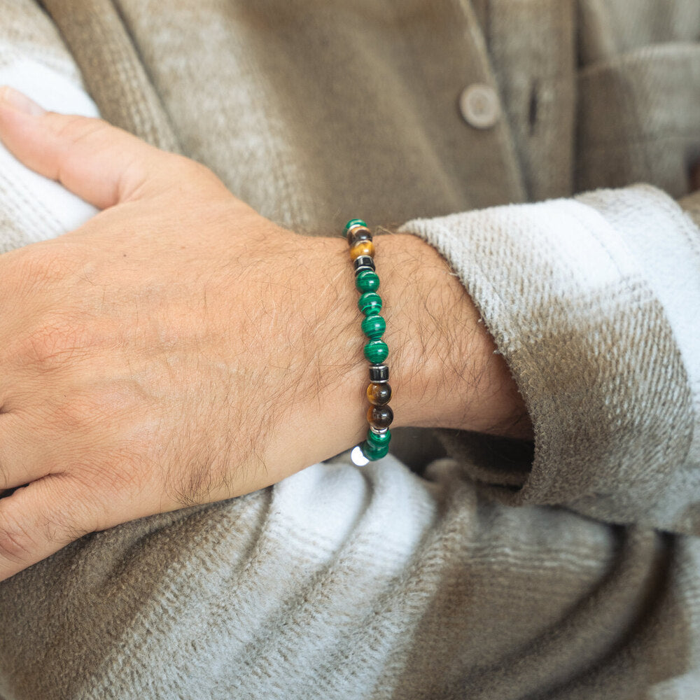 Armband Forest aus Malachit und Tigerauge | 8mm