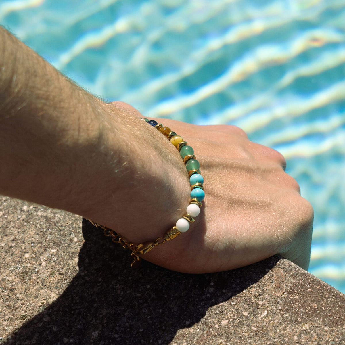 SET bracciale + collana Macaron in howlite turchese, agata bianca, occhio di tigre e avventurina | 6mm