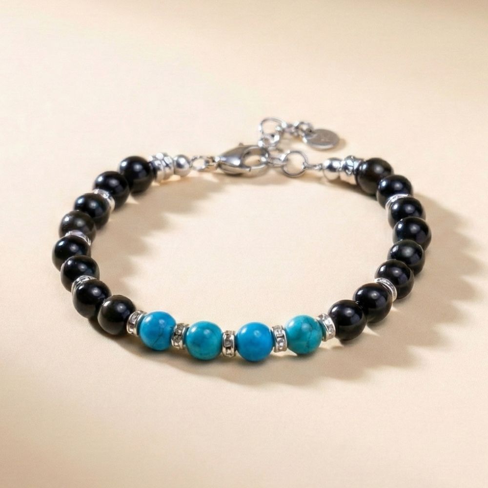 Apatit- und Obsidian-Armband | 6mm