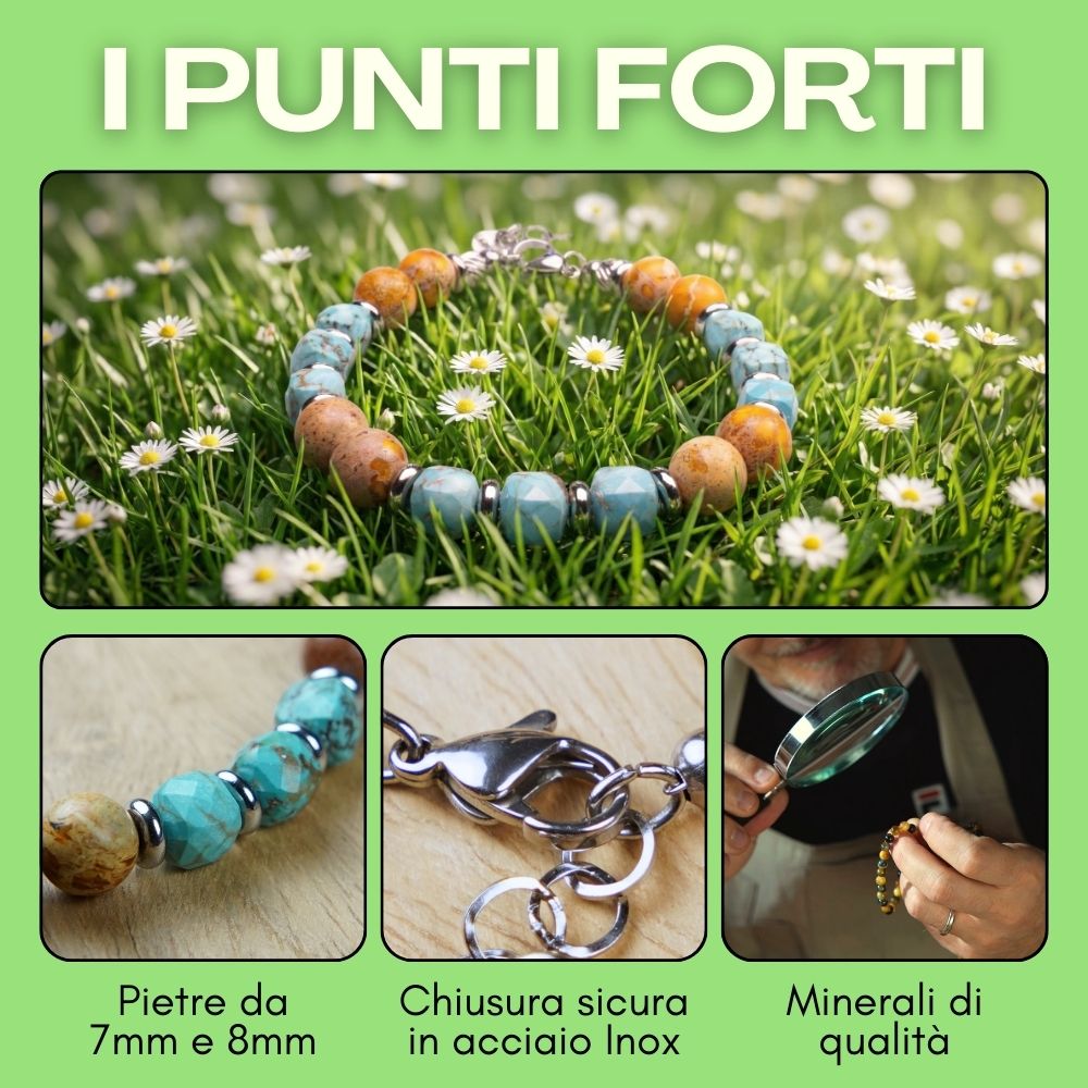 Bracciale Taormina in aulite e diaspro | 7mm - 8mm