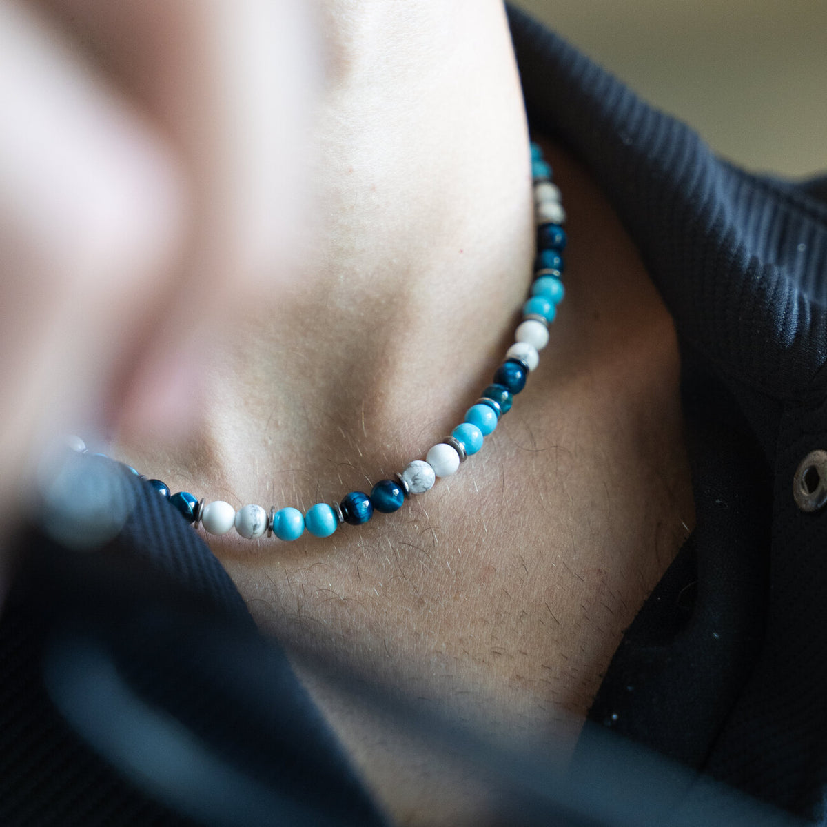 Collana Lungomare in howlite e occhio di tigre | 6mm
