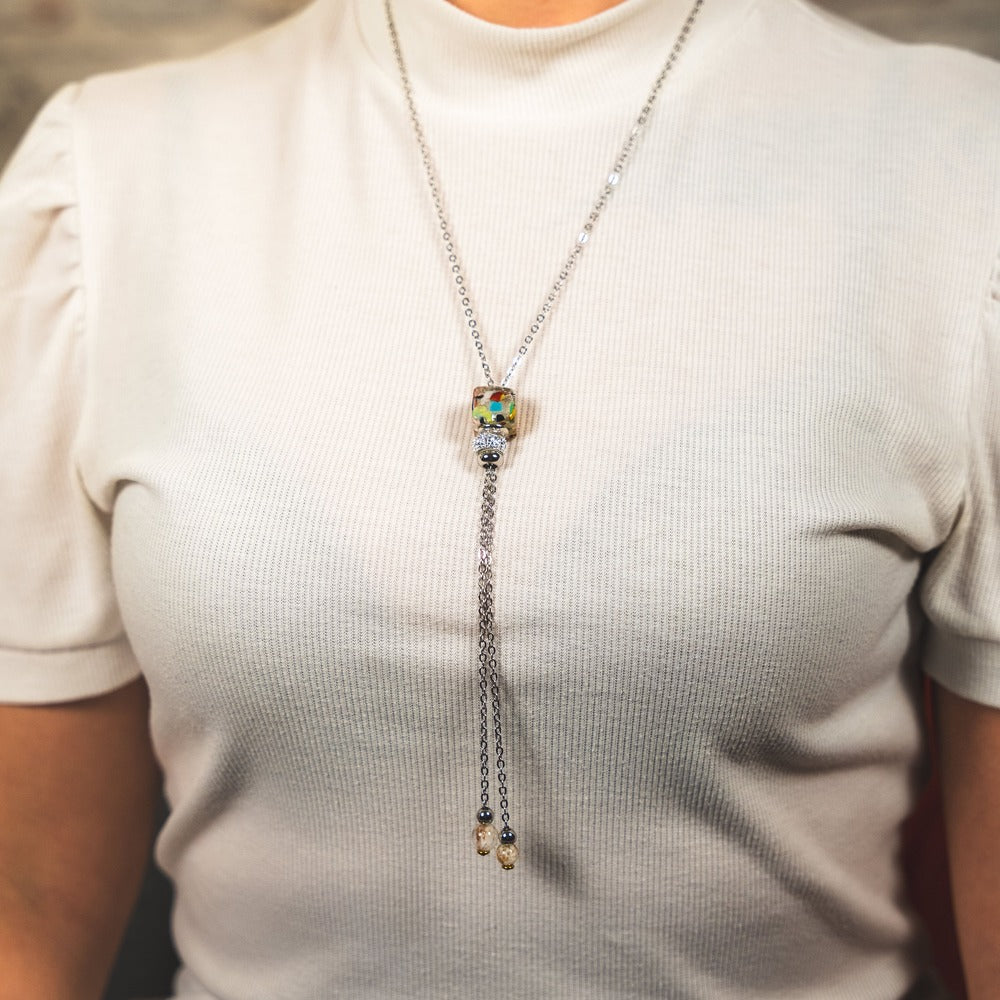 Collana Marea in vetro di Murano | Argento