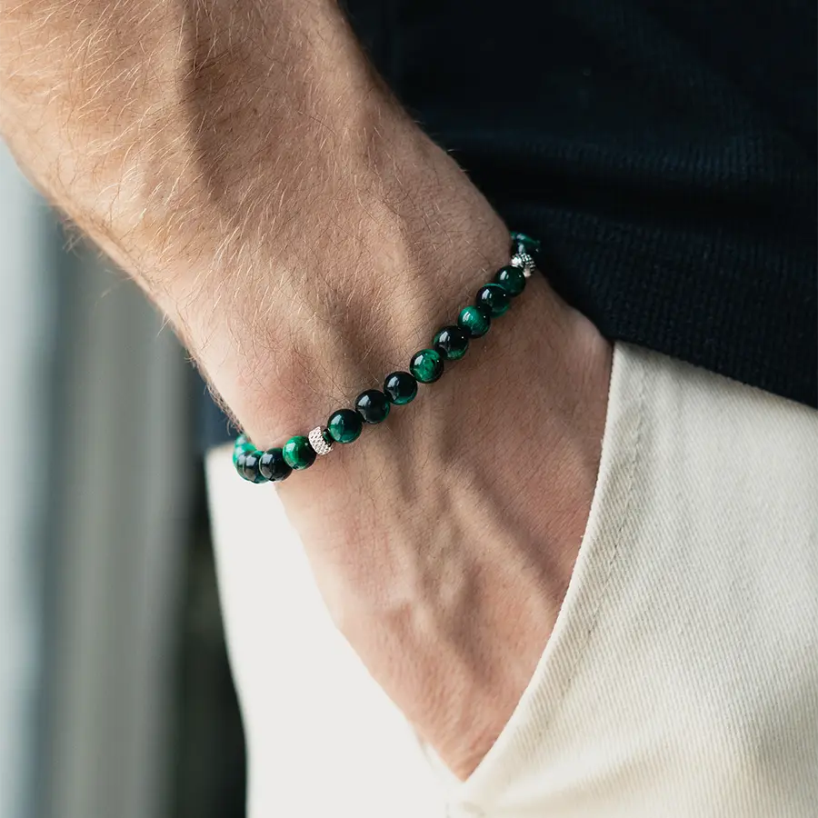 Bracciale Doge in occhio di tigre Verde smeraldo  | 6mm