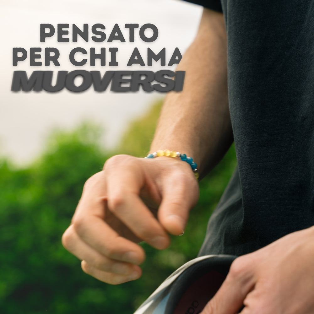 Infografica bracciale artigianale da uomo "Pensato per chi ama muoversi"