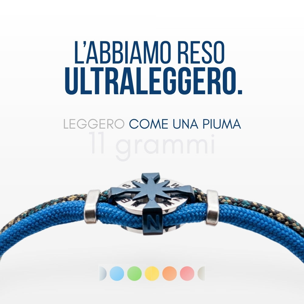 Bracciale Portofino Bussola in paracord ultraleggero, 11 grammi, disponibile in più colori, Lab93Studio
