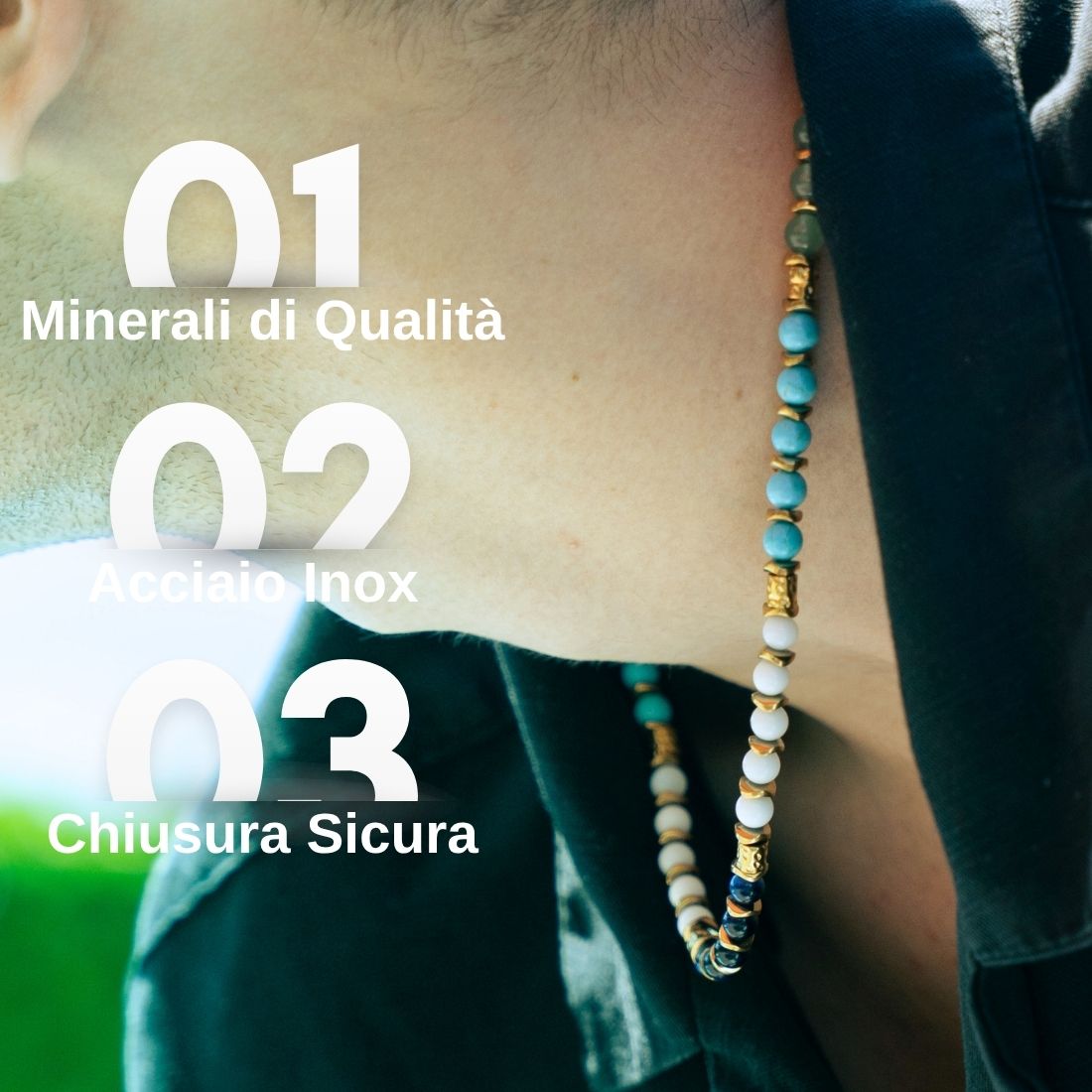 Collana Lungomare in howlite e occhio di tigre | 6mm