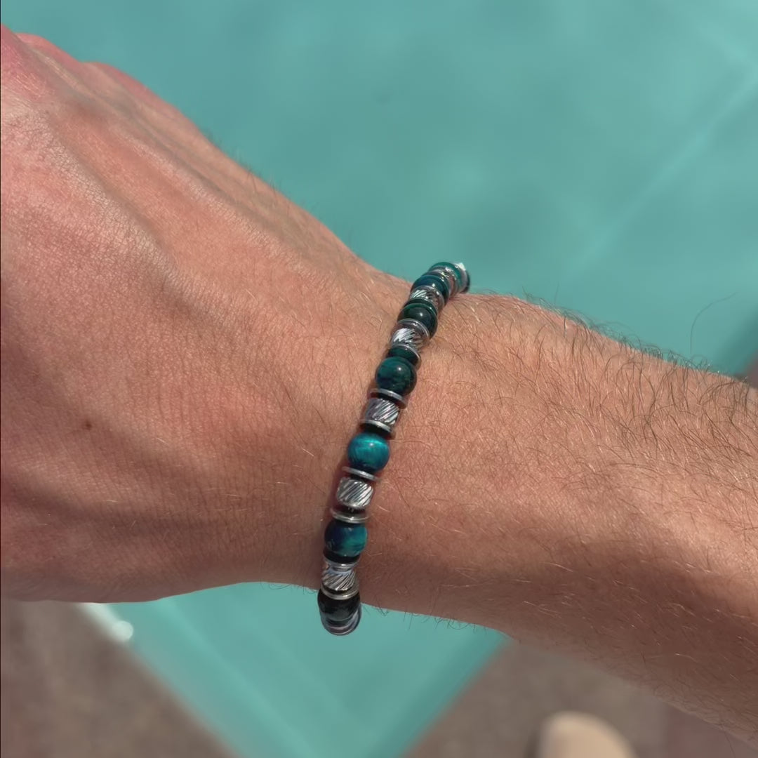 Video laden: Essenza-Armband aus blauem Tigerauge | 6mm