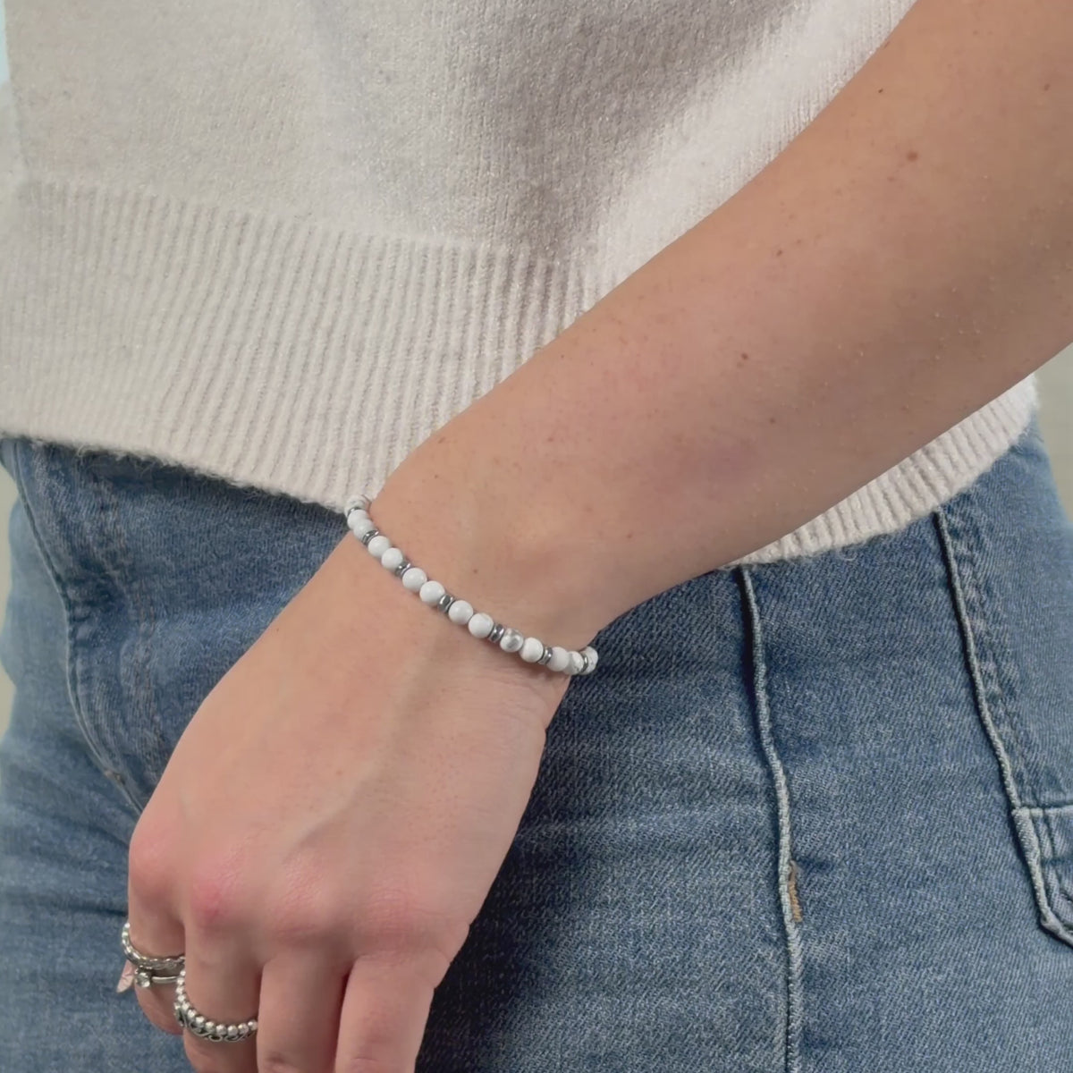 Bracciale Silenzio in Aulite bianca | donna 4mm