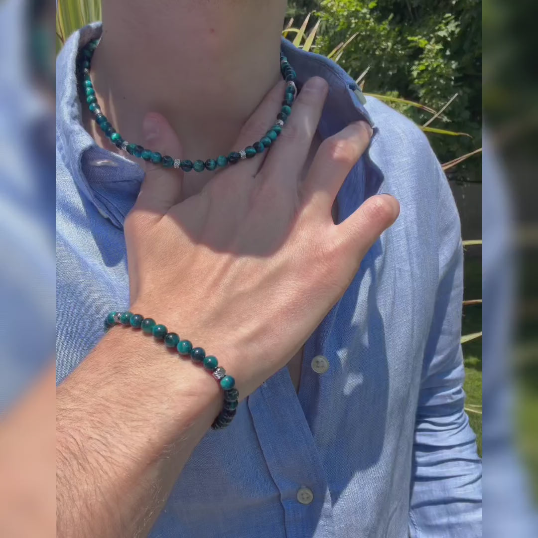 Video laden: SET Doge Halskette + Armband | Blauer Saphir 6mm