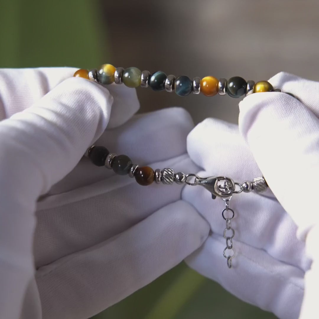 Video laden: Armband Impero | 925er Silber &amp; Tigerauge