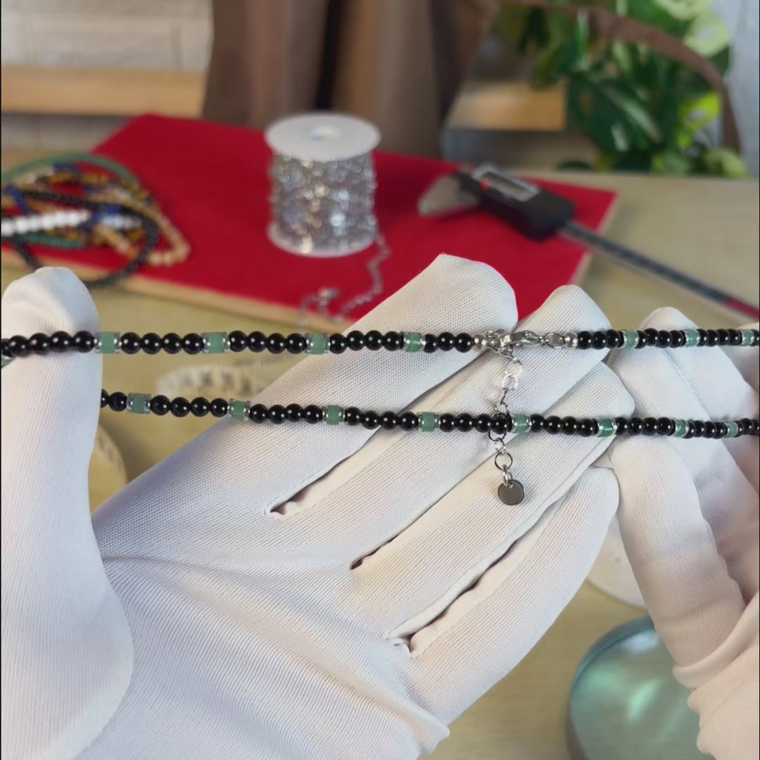 Carica video: Video della Collana Zagara artigianale in onice e avventurina, Lab93Studio