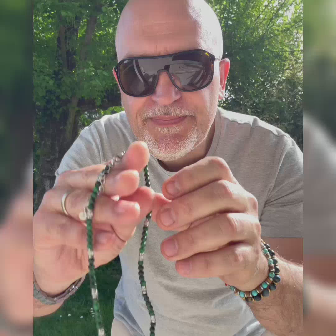 Video laden: Tempra Halskette mit grünem Tigerauge | 4mm