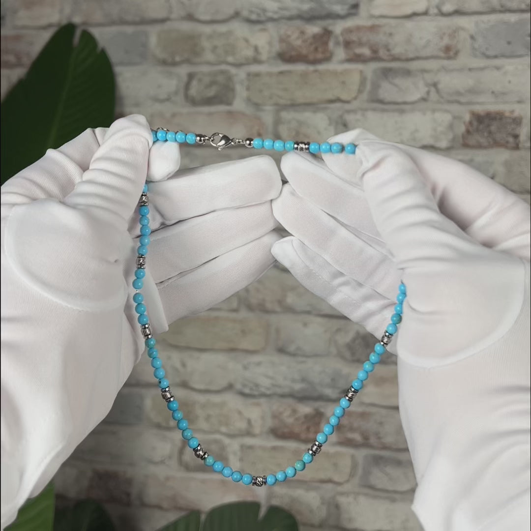 Carica video: Collana Eterna in Howlite turchese | 4mm