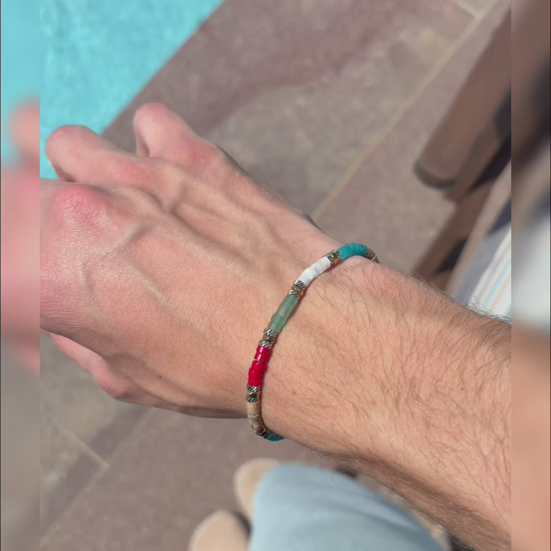 Video laden: Tropical-Armband aus Quarz, Achat, Aventurin, Perlmutt und Jaspis | 4 mm