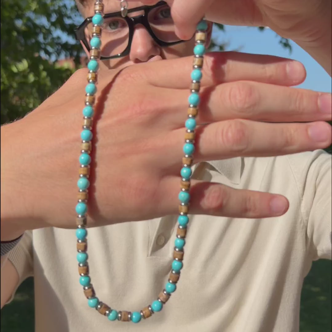 Video laden: Halskette Capri aus Aulith und Jaspis | 6mm
