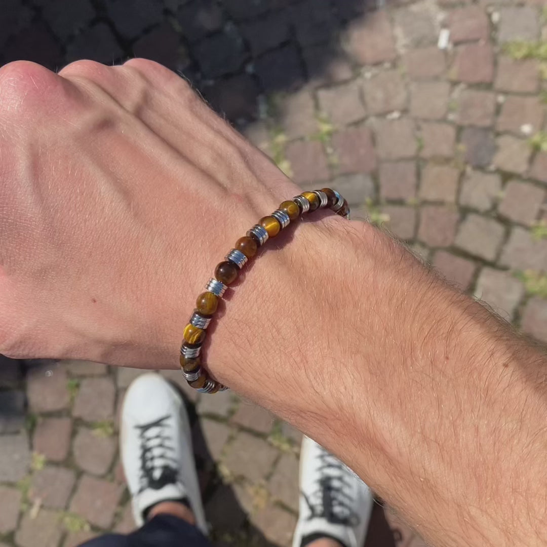 Carica video: Bracciale Venezia in Occhio di tigre | 6mm