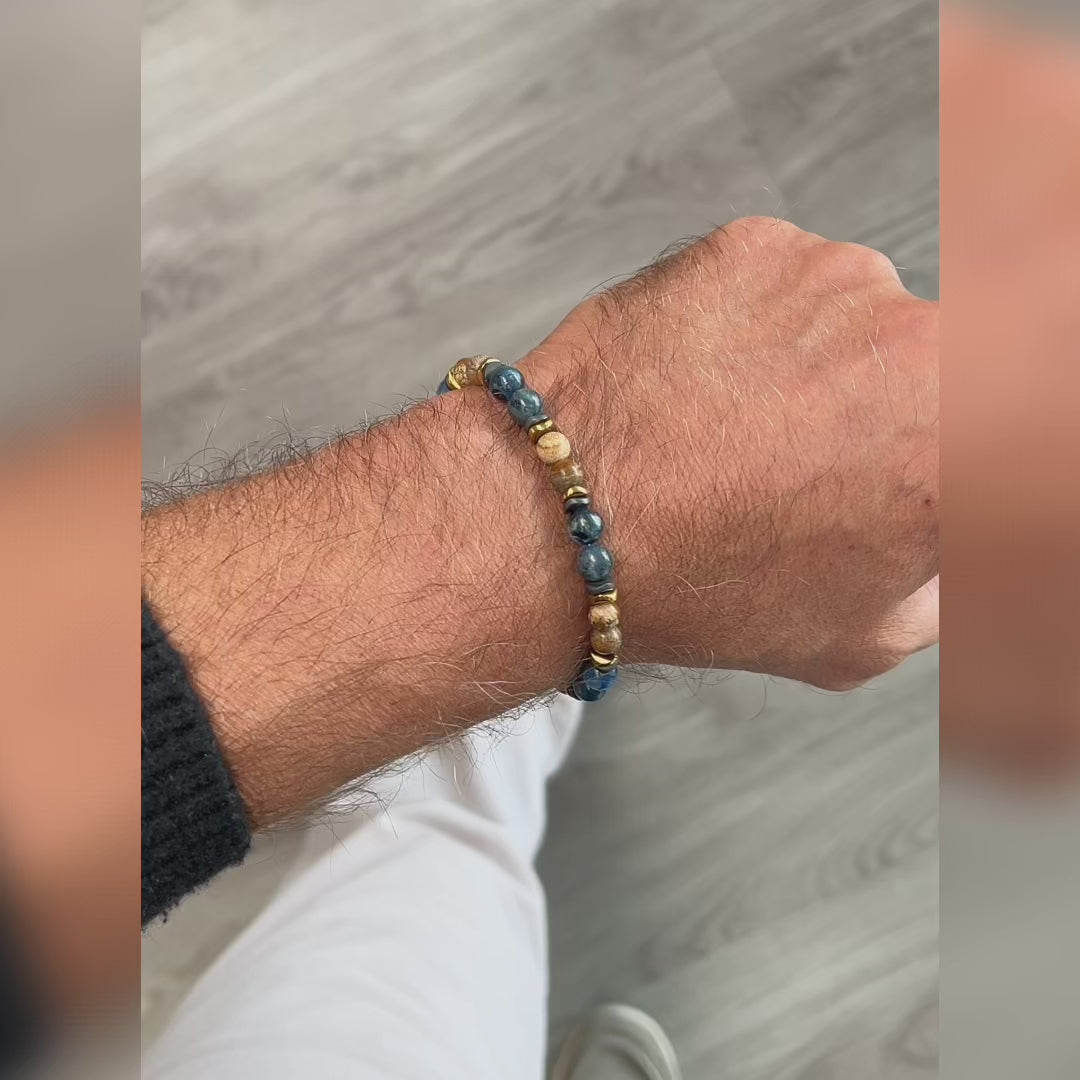 Carica video: Bracciale Monte in diaspro e kyanite | 6-7mm