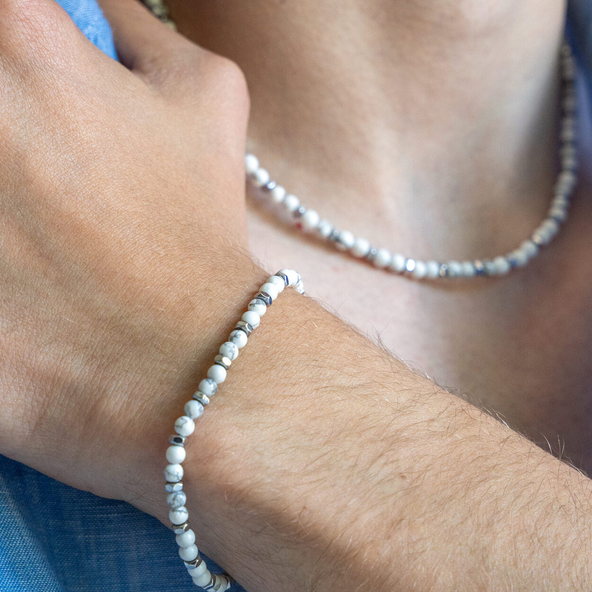 SET bracciale + collana Silenzio in Aulite Bianca | 4mm
