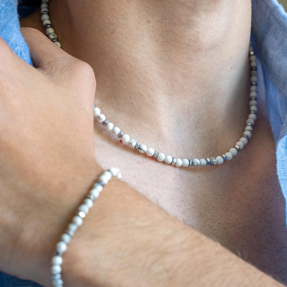 SET bracciale + collana Silenzio in Aulite Bianca | 4mm