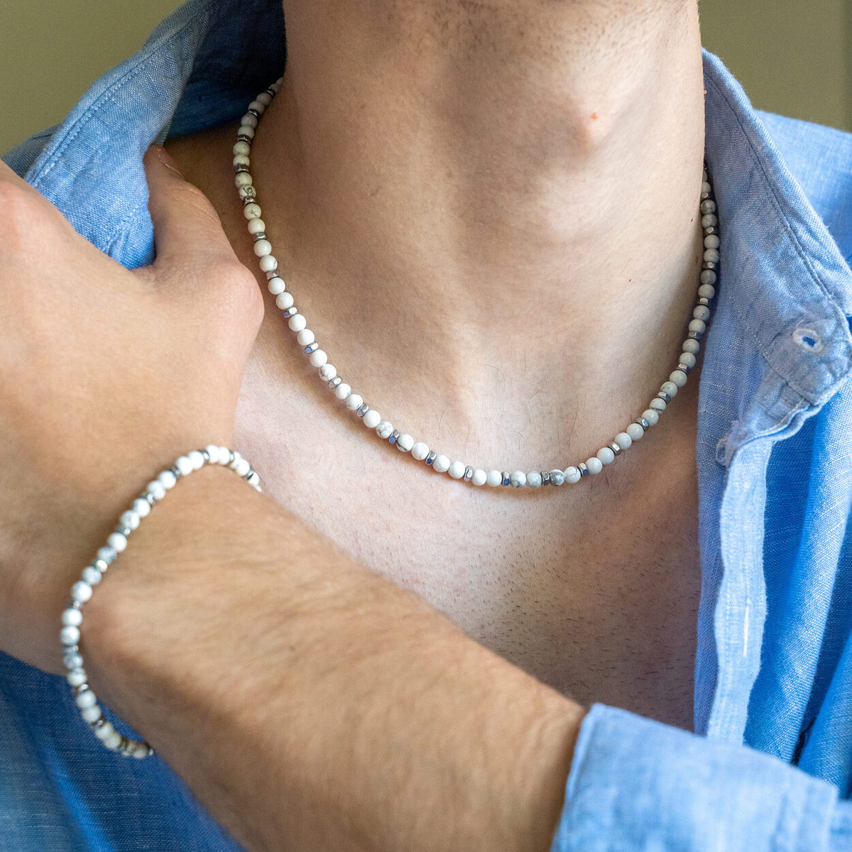 SET bracciale + collana Silenzio in Aulite Bianca | 4mm